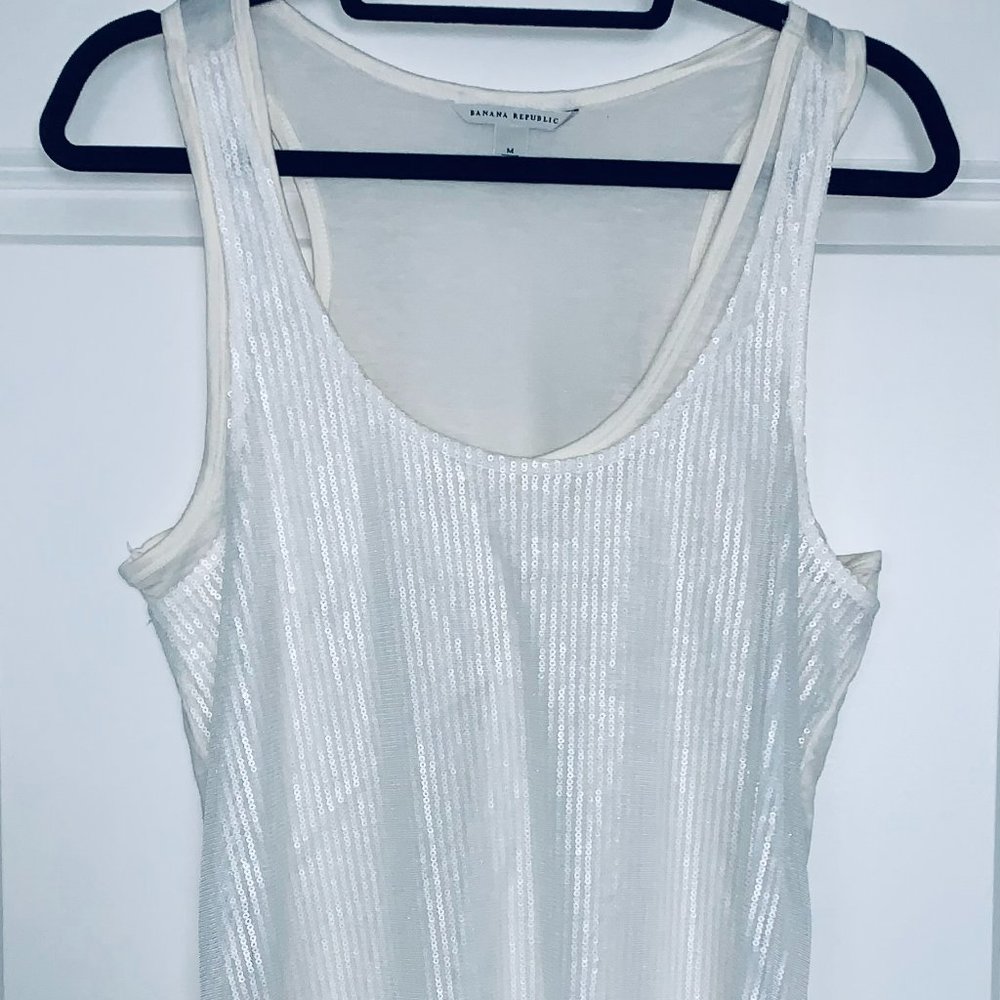 Banana Republic Winter White Layered Sequin Tank NWOT